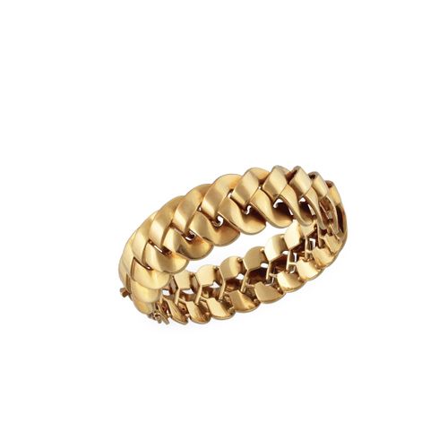 BRACCIALE rigid in smooth yellow gold worked in braid, gr. 70,9.