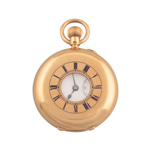 DANIEL DESBOIS Fine, half-hunter, 18K yellow gold pocket watch. Made circa 1890 &hellip;