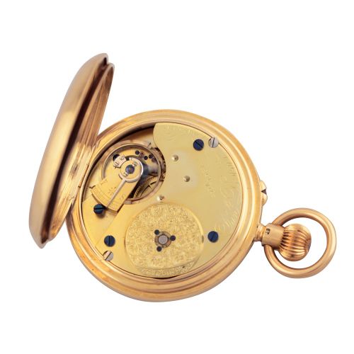 DANIEL DESBOIS Fine, half-hunter, 18K yellow gold pocket watch. Made circa 1890 &hellip;