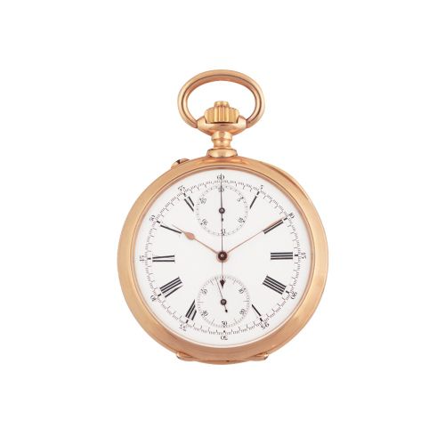 Breguet Fine, 18K yellow gold chronograph pocket watch, the back cover engraved:&hellip;