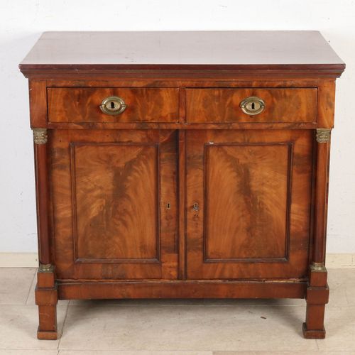 Null Dutch mahogany Empire folding buffet with full columns and copper capitals.&hellip;