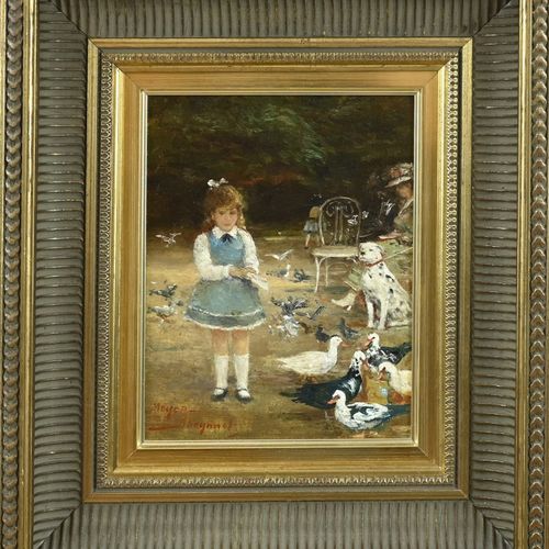 Null 罗尔夫-迪特-迈耶-维甘德。1929 - 2006.杜塞尔多夫学校。公园里和动物在一起的女孩。亚麻布上的油画。Maroufle。尺寸。高18 x 宽1&hellip;
