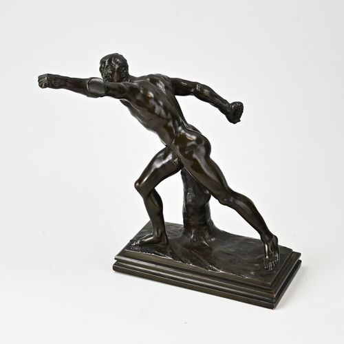 Null Bronzefigur, römischer Staffelläufer. Markiert AK 20. Jahrhundert. Nr. 4/24&hellip;