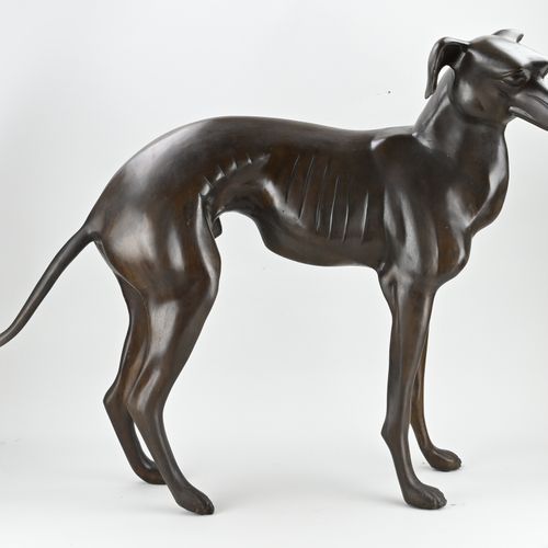 Null Großer Windhund aus Bronze. Zweite Hälfte des 20. Jahrhunderts. Abmessungen&hellip;