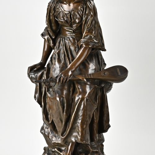 Null Très grande figure française en bronze du 19ème siècle sur un socle en marb&hellip;
