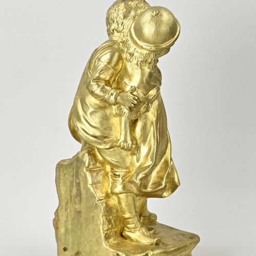 Null Antique French bronze gilt figure. Boy and girl in love. By Georges Omerth.&hellip;