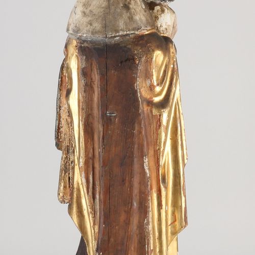 Null Antike vergoldete Holzschnitzerei Madonna. Frankreich. Um 1800. Teilweise r&hellip;