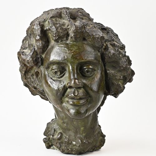 Null Großes Bronzeporträt einer negroiden Frau. Ungefähr 1930 - 1950. Gute Quali&hellip;