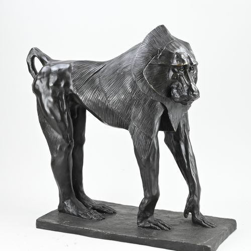 Null Très grand babouin en bronze. Signé Bugatti. 20ème siècle. Dimensions : 60 &hellip;