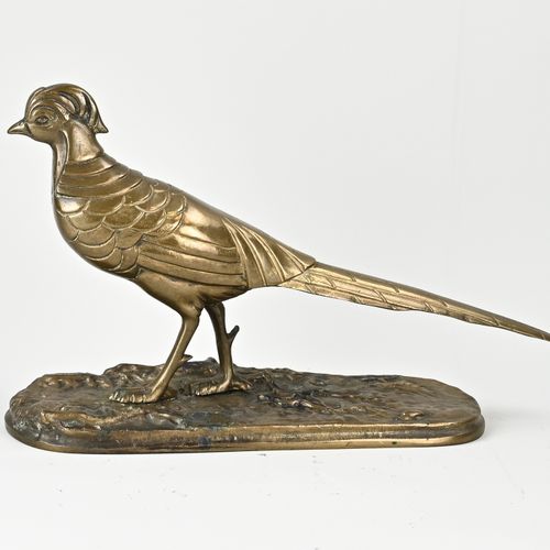 Null Large Art Deco bronze golden pheasant. Circa 1925. Dimensions: 26 x 46 x 13&hellip;