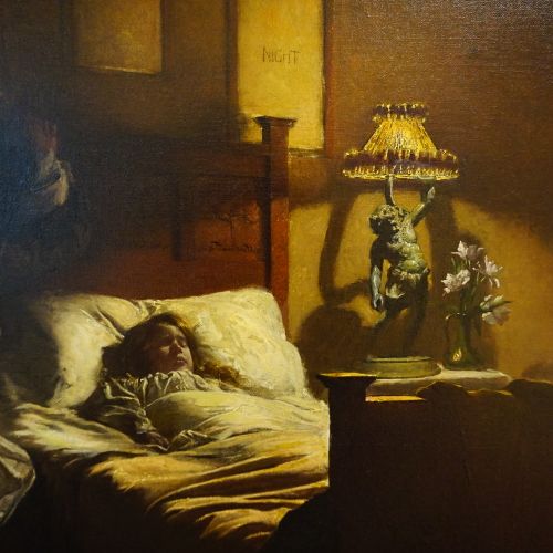 CH. VAN HAVERMAET "Intérieur avec lampadaire" Huile sur toile Signé 110 x 160 cm