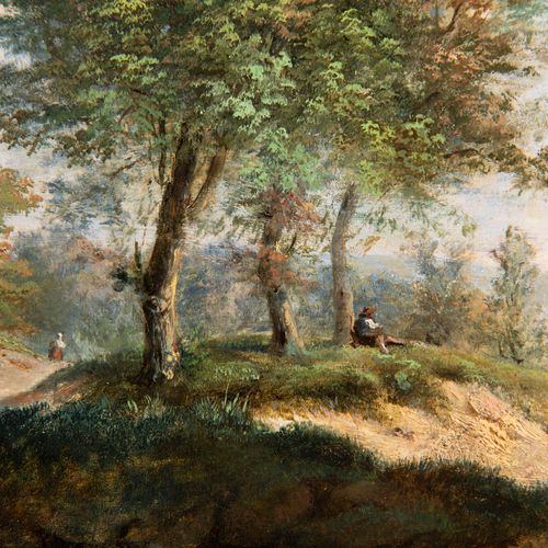 German painter, 19th century, Landscape with Three Trees Trois arbres se dressen&hellip;