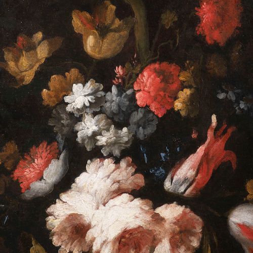 18th Century Italian School, Floral Still Life Sur une grande dalle de pierre gr&hellip;