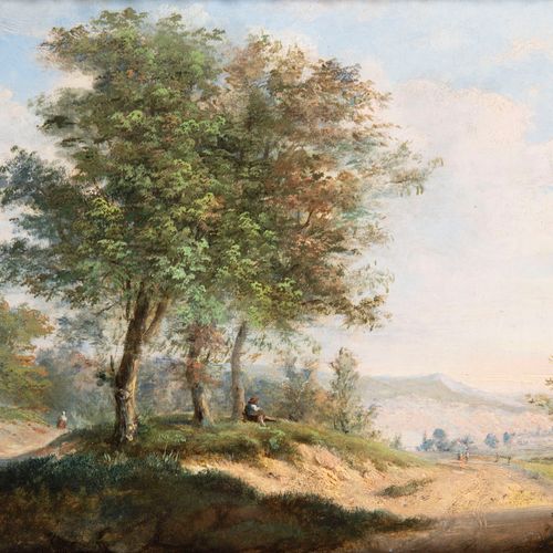 German painter, 19th century, Landscape with Three Trees Drei Bäume stehen auf e&hellip;