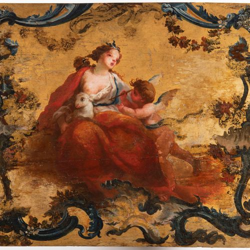 French painter 18th century, Pair of paintings, Venus and Cupid Zwei Holztafeln,&hellip;