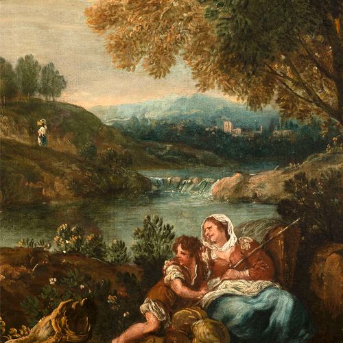 Pair of paintings by Francesco Zuccarelli (1702-1788) 1) Paysage avec une famill&hellip;