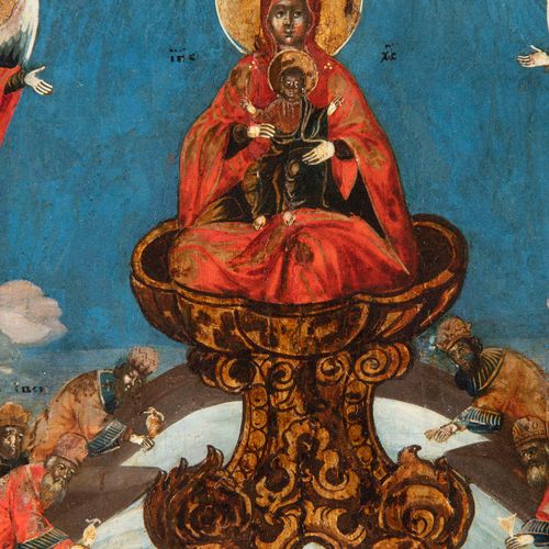 Icon 'Religious Scenery' 该作品保存完好，完成后有一个漂亮的镀金木雕框架。