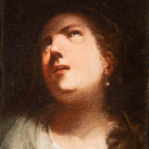 Study of a Woman's Head, 17th Century L'étude montre la tête d'une femme qui reg&hellip;