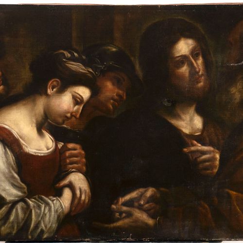 Italian master, 17th century, Jesus and the Adulteress 耶稣为一个在通奸中被抓的妇女辩护，她被判处用石头砸&hellip;