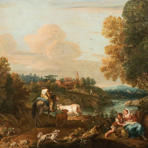 Pair of paintings by Francesco Zuccarelli (1702-1788) 1) Paysage avec une famill&hellip;