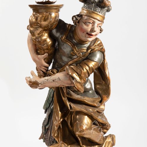 Candlestick personifying the continent of America(?), Austria, 18th century Wood&hellip;