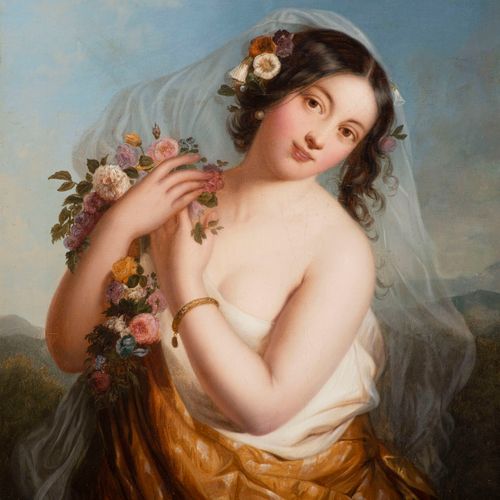 Austrian Painter of 19th Century, Portrait of Flora as a Woman or Spring Allegor&hellip;