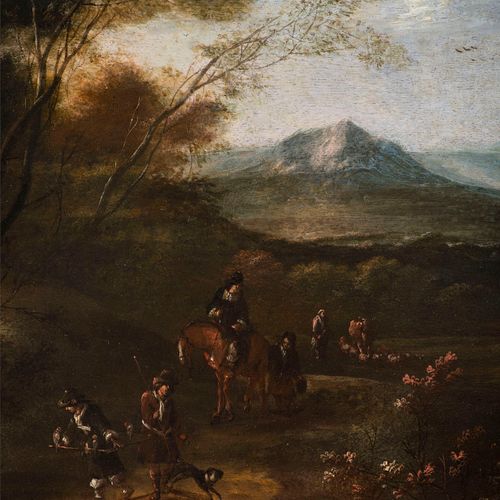17th century Flemish monogrammer, Falconry in the Mountainous Landscape Darstell&hellip;