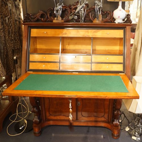 Null Mahogany veneered desk secretary, late 19th century, interior with 6 small &hellip;