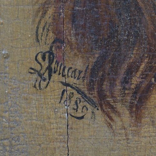 Null 板面油画，Vera Icon，签名："Bouccart"？1880'，面板有小裂缝，尺寸为32x23厘米。