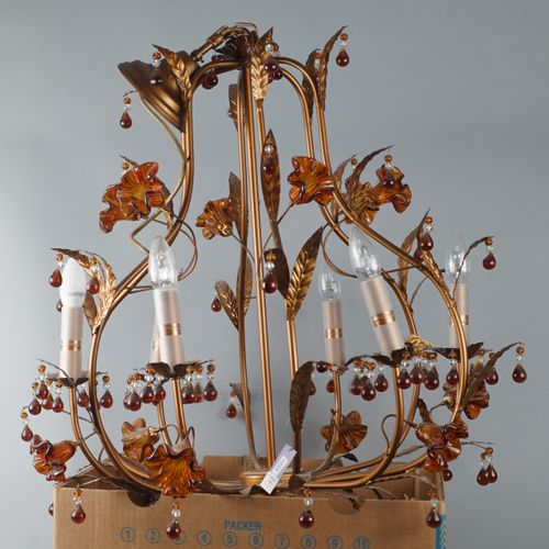 Null Chandelier with glass icicles, diam. 58 cm, l. 80 cm.