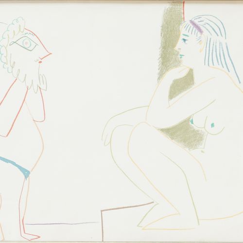Pablo PICASSO Pablo Picasso (1881-1973), La Comedie Humaine, lithograph, dim. 23&hellip;