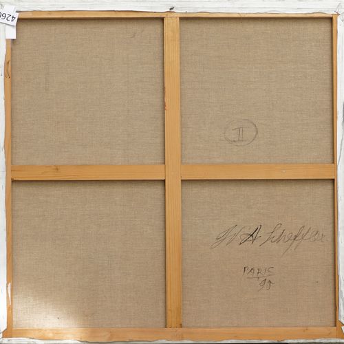 Null W.A. Scheffler (1956年)，布面丙烯颜料，巴黎，背面签名，日期为90年，尺寸为100 x 100厘米。100 x 100厘米。