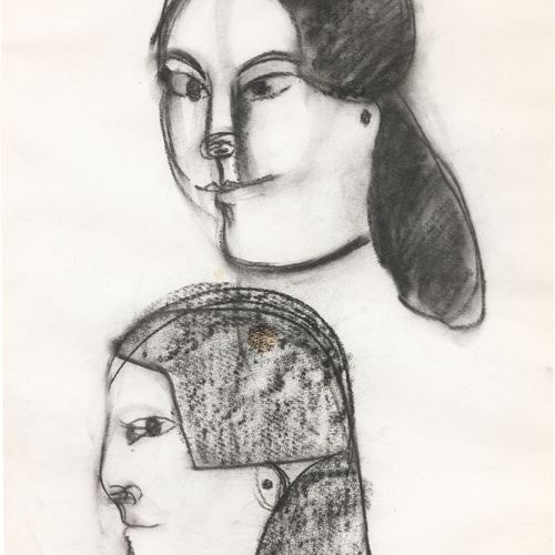 Bruno Cassinari 
Gesichter, Zeichenkohle auf Papier, 48x35 cm.

Unterschrift und&hellip;