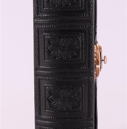 Null A bible in black leather strap and 14 kt 585/1000 gold clasp, late 19th cen&hellip;