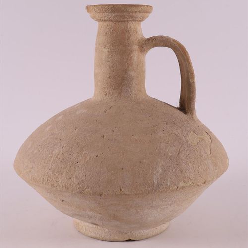 Null An earthenware jug with handle, Turkish, Ottoman, h 24 cm.