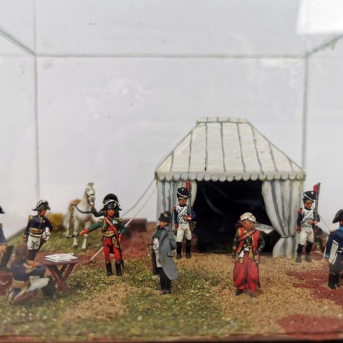 Null Diorama figurant un campement Napoléonien, sur une base en bois.

XXème siè&hellip;