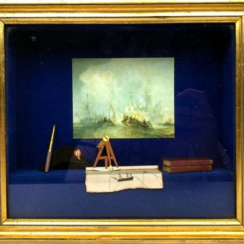 Null Diorama sur le thème de Napoléon, fond garni d'une feutrine bleue marine, c&hellip;