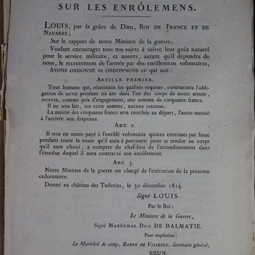 Null Ensemble de vingt documents de 1814-1825 dont :

- ordonnance du Roi pour l&hellip;