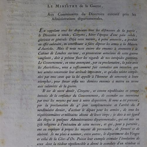Null Ensemble de huit documents de l'An V - VI - VIII de la République, dont doc&hellip;