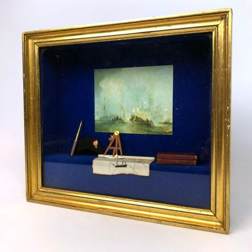 Null Diorama sur le thème de Napoléon, fond garni d'une feutrine bleue marine, c&hellip;