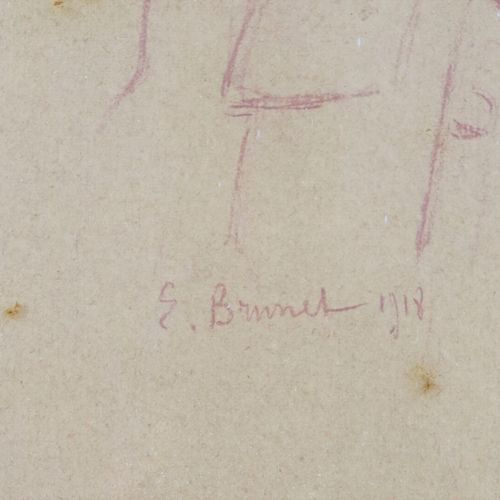 Null Dessin d'un officier du 48ème RA, dessin au crayon signé BRUNET et daté 191&hellip;