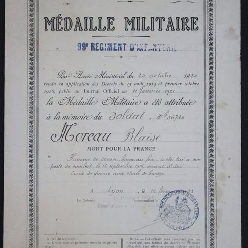 Null Diplôme militaire à titre posthume

Diplôme sur papier imprimé et manuscrit&hellip;