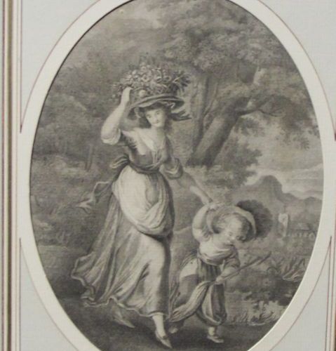 Null Femme et enfant gravure 21x16 cm