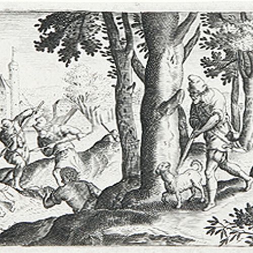 VARIA - JAGD VARIA - HUNT 雄鹿狩猎II和河流及海岸景观，有熊、野兔、公牛和其他猎物。1620年至1624年的一系列狩猎场景中的第6张，&hellip;