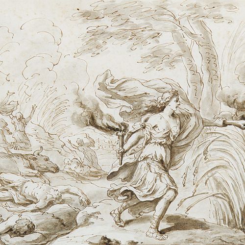 ITALIENISCHER KÜNSTLER (15th-17th century) 意大利艺术家（15-17世纪）（15-17世纪）场上有尸体和送葬者的防火层&hellip;