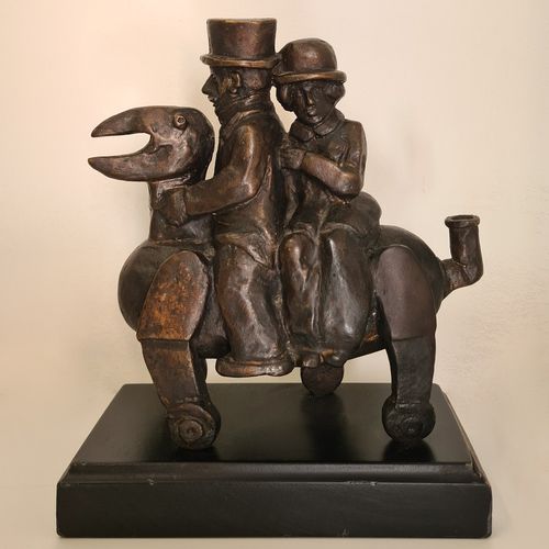 Borghese Franz Couple à chevalSculpture de bronze en cire perdue