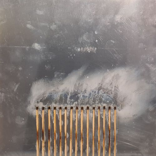 AUBERTIN Bernard Dessin de feuCombustion d'allumettes sur plaque d'aluminium 30x&hellip;