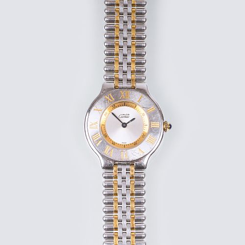 Cartier. A Lady's Wristwatch 'Must De Cartier 21'. Acciaio, placcatura in oro. A&hellip;