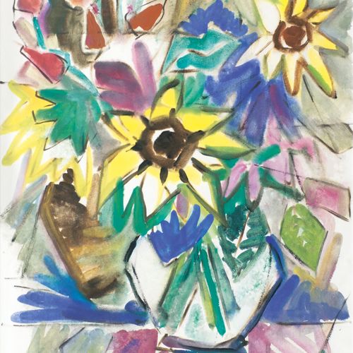 Friedrich Karl Gotsch (Pries/Kiel 1900 - Schleswig 1984). Bunch of Flowers. 水粉画，&hellip;
