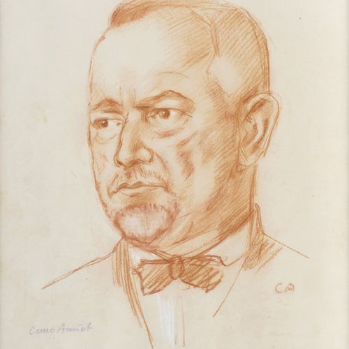 Cuno Amiet (Solothurn 1868 - Oschwand 1961). Self Portrait. 红色粉笔画，39 x 28.5厘米，左上&hellip;